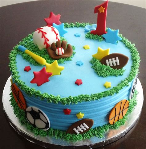 Very Cute Sports Themed Cake Sports Birthday Cakes Boy Birthday Cake