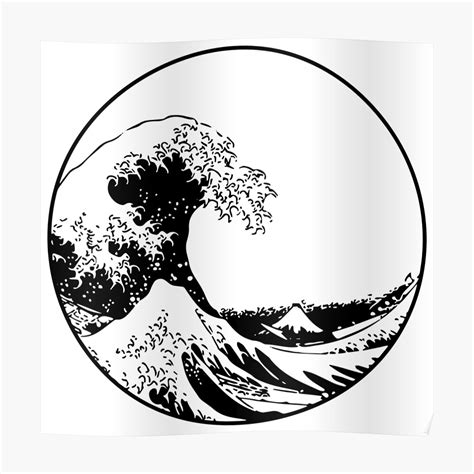 The Great Wave Off Kanagawa Poster By Kontorasuto Redbubble