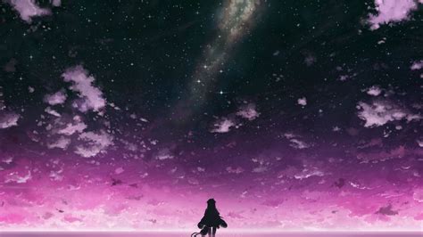 Purple Anime Night Sky Wallpapers Wallpaper Cave