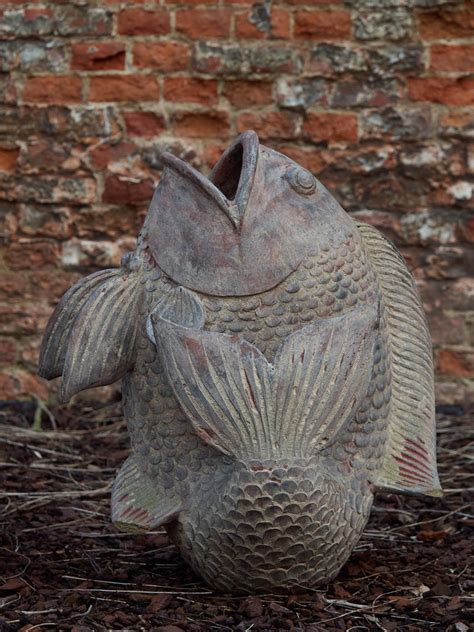 Pair Of Large Terracotta Koi Fish Garden Sculptures At 1stdibs