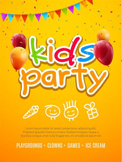 Kids Party Invitation Design Template Child Celebrating Fun Flyer