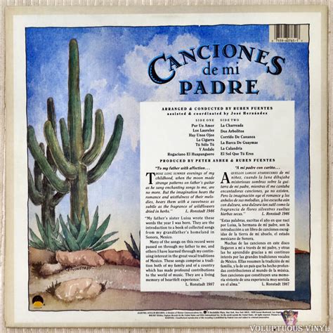 Linda Ronstadt ‎ Canciones De Mi Padre 1987 Vinyl Lp Album