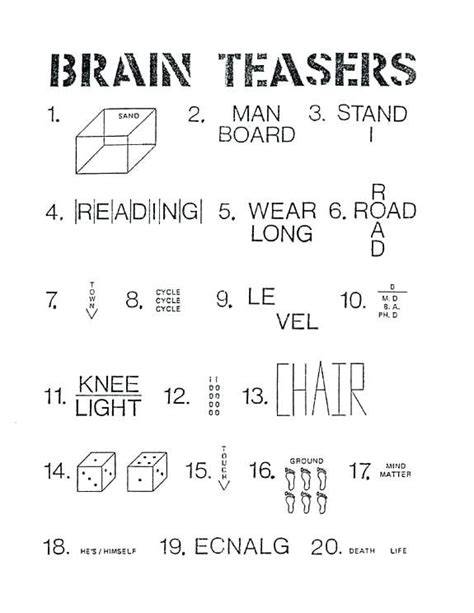 Brain Games Printable Worksheets For Adults