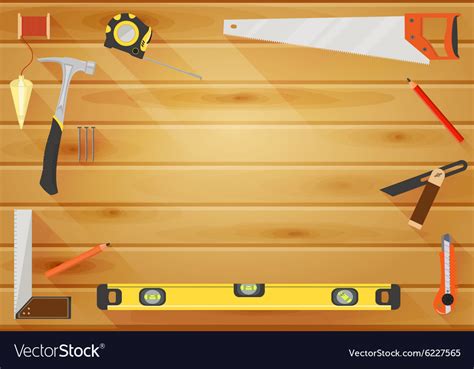 Carpenter Tools Flat Background Royalty Free Vector Image