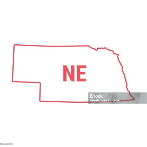 Vetores De Nebraska Mapa Do Estado Dos Eua Fronteira De Contorno