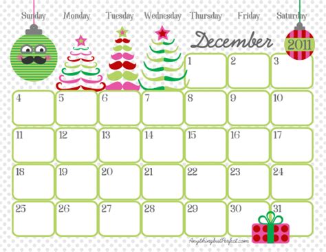 December Calendar Love The Mustache Trees Preschool Planning