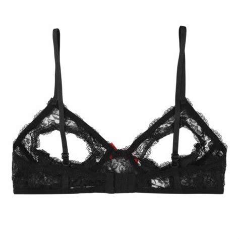 Sexy Women S Leather Sheer Lace Open Cup Bras Underwire Wire Free Shelf