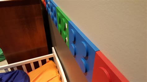 Lego Wall Border Made From Mdf Board And Wooden Circles Taped Off And