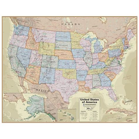 56723 Boardroom Series Usa Wall Map Hemispheres Laminated Wall Maps