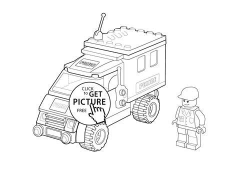 Lego Police Car Coloring Page For Kids, Printable Free. Lego