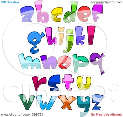 Clipart Of Cartoon Colorful Lowercase Alphabet Letters And Punctuation