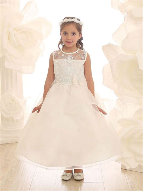 Organza Flower Girl Dress With Embroidered Lace Organza Flower Girl