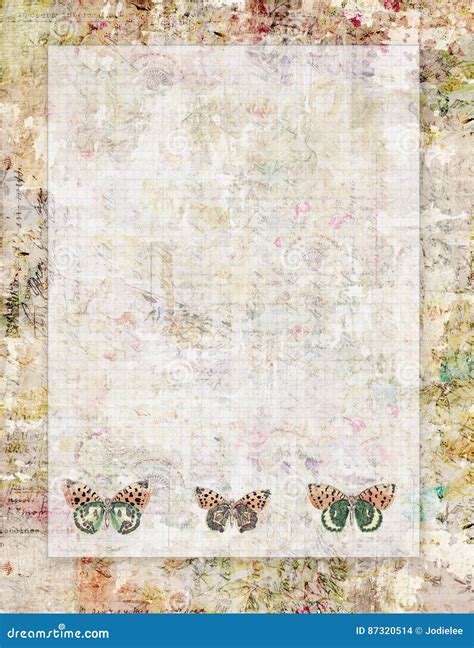 Printable Vintage Shabby Chic Style Abstract Floral Stationary Or