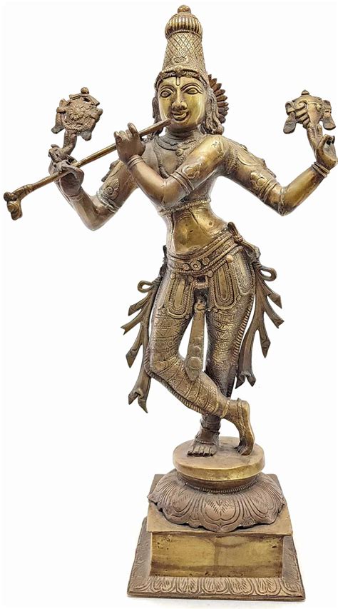 Lot Vintage Brass Hindu Lord Krishna Sculpture