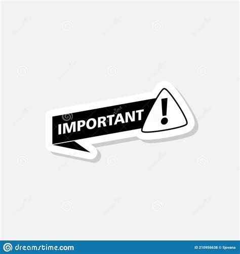 Banner Important With Exclamation Mark Sticker Stock Vector