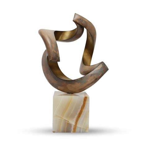 Abstract Brass Sculpture Marble Base — Ruby Atelier