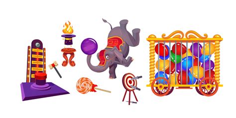 Circus Stuff And Elephant Amusement Attractions 13194278 Vector Art At