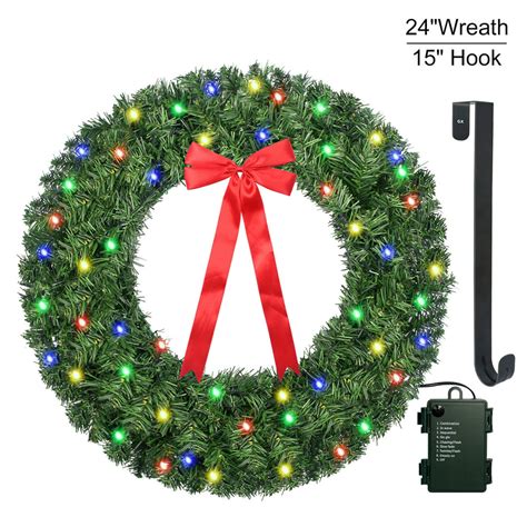 Christmas Wreath With Led String Lights Artificial Door Wreath