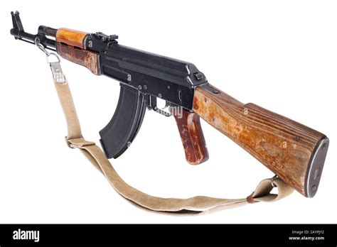 Rare First Type Model Ak 47 Assault Rifle Isolated On White Stock