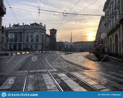 Wide Angle Shot Of The Streets And Buildings Of The City Of Turin