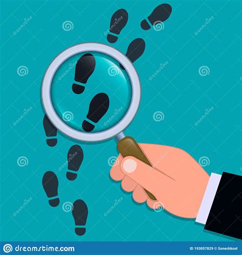 Detective Inspecting Hand Holding Magnifying Glass Over Footprint