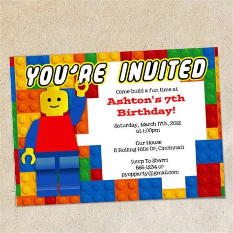 Legos Invitation Template Lego Party Instant Download You