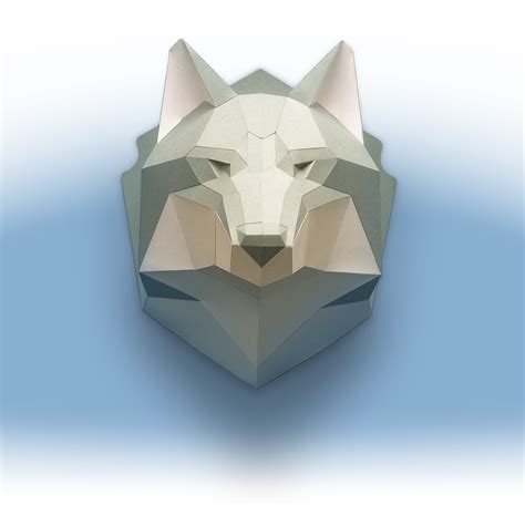 Diy Kit For Adults Direwolf Low Poly Paper Model Wolf Head Papercraft