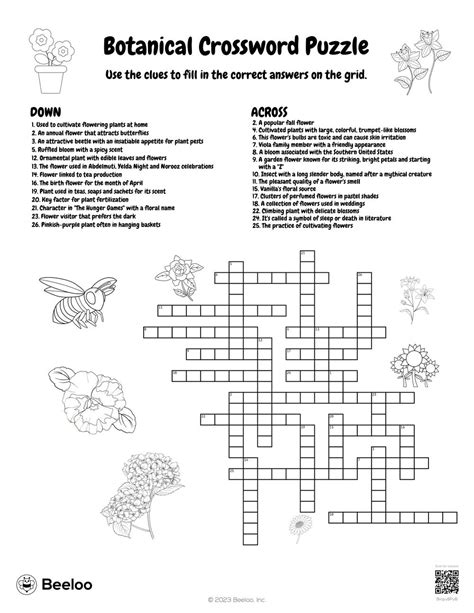 Botanical Crossword Puzzle Beeloo Printable Crafts And Activities For
