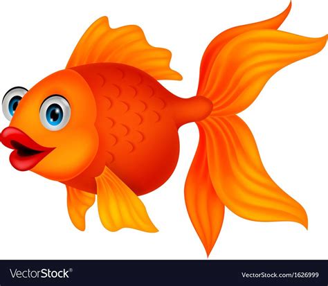 Vector Illustration Of Cute Golden Fish Cartoon Download A Free
