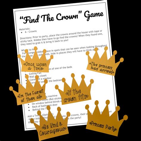 Princess Party Find The Crown Activity Princess Game Etsy