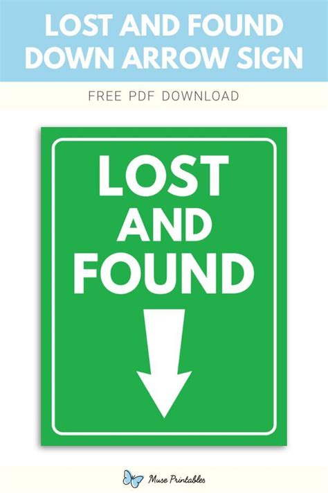 Printable Lost And Found Down Arrow Sign Template In 2022 Arrow