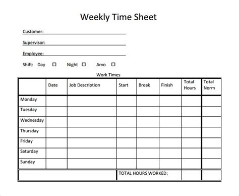 Excel Weekly Timesheet Template With Formulas
