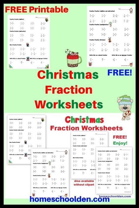 Fractions Christmas Worksheet