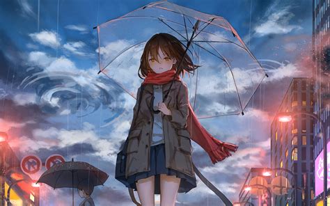 1680x1050 Anime Girl Walking In Rain With Umbrella 4k 1680x1050
