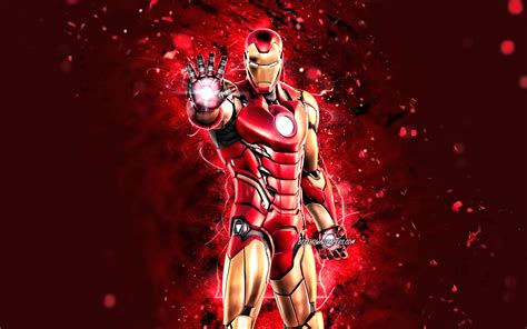 Download Wallpapers Iron Man 4k Red Neon Lights 2020
