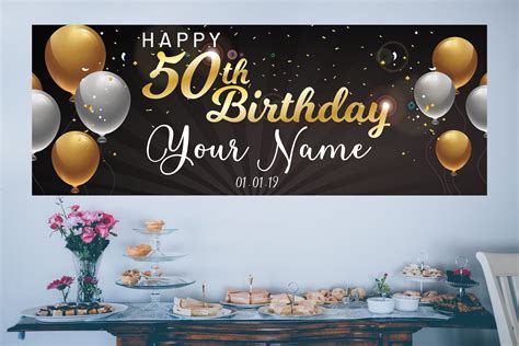 50th Birthday Banner, Personalized Custom Birthday Banner, Adult 50th