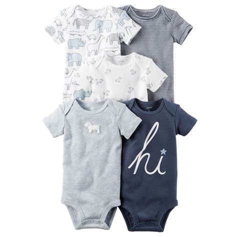 Shop for baby boys clothing in baby clothes. Carter's Baby Boys' 5 Pack Short Sleeve Bodysuits- Navy Hi ...