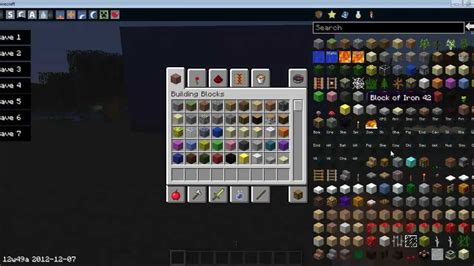 Minecraft Mods Too Many Items Snapshot 12w49a Vanilla Youtube