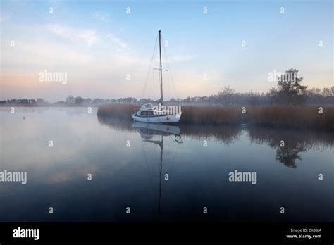 A Misty Morning In The Norfolk Broads At Horsey Mere Norfolk England