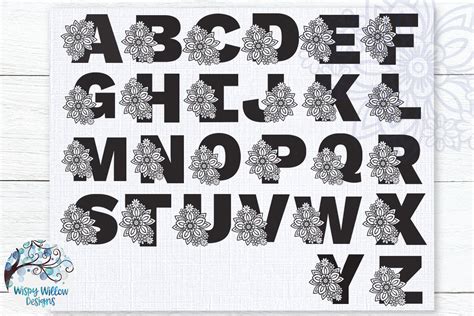 Monogram floral alphabet set design. Floral Alphabet SVG Bundle | A to Z Floral Letters SVG ...
