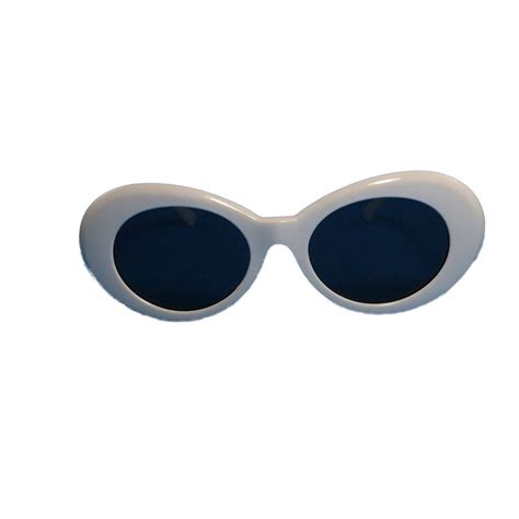 Clout Goggles White Oval Round Sunglasses Bold Retro Kurt Cobain Style