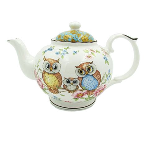 Elegant Kitchen Teapot Owls China Tea Pot 1 Litre Tboxed
