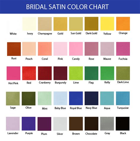 Bridal Satin Color Chart Plan My Wedding Wedding Decorations Bridal
