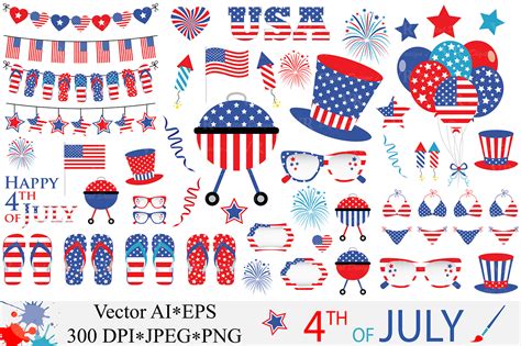 4th Of July Clipart Usa Patriotic Vector Graphics Independence Day