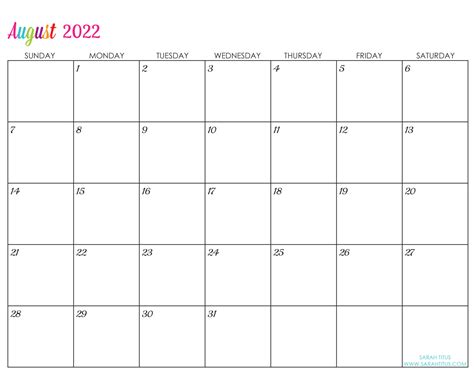 Custom Editable 2022 Free Printable Calendars Sarah Titus