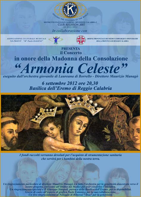 All'eremo, ore 19, santa messa e chiusura della. Reggio Calabria, concerto in onore della Madonna della ...