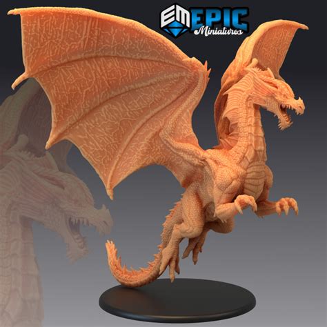 3d Printable Adult Fire Dragon Classic Mountain Encounter Red Flame
