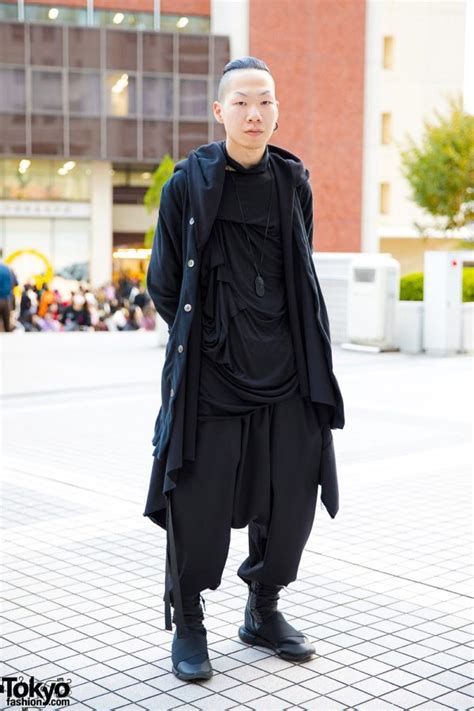 dark minimalist japanese street style w comme des garcons homme plus y 3 and handmade items
