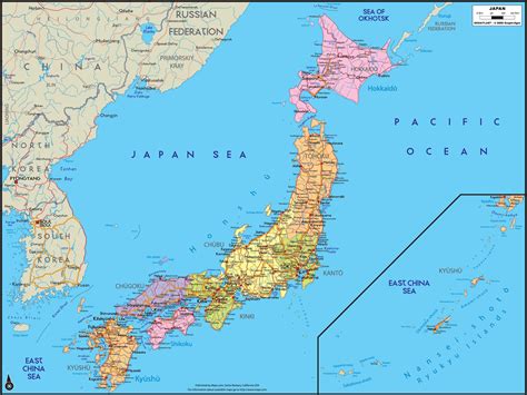 Japan Political Wall Map