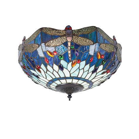 Tiffany lamps are timeless art. Interiors 1900 Dragonfly Tiffany Medium Flush Ceiling ...